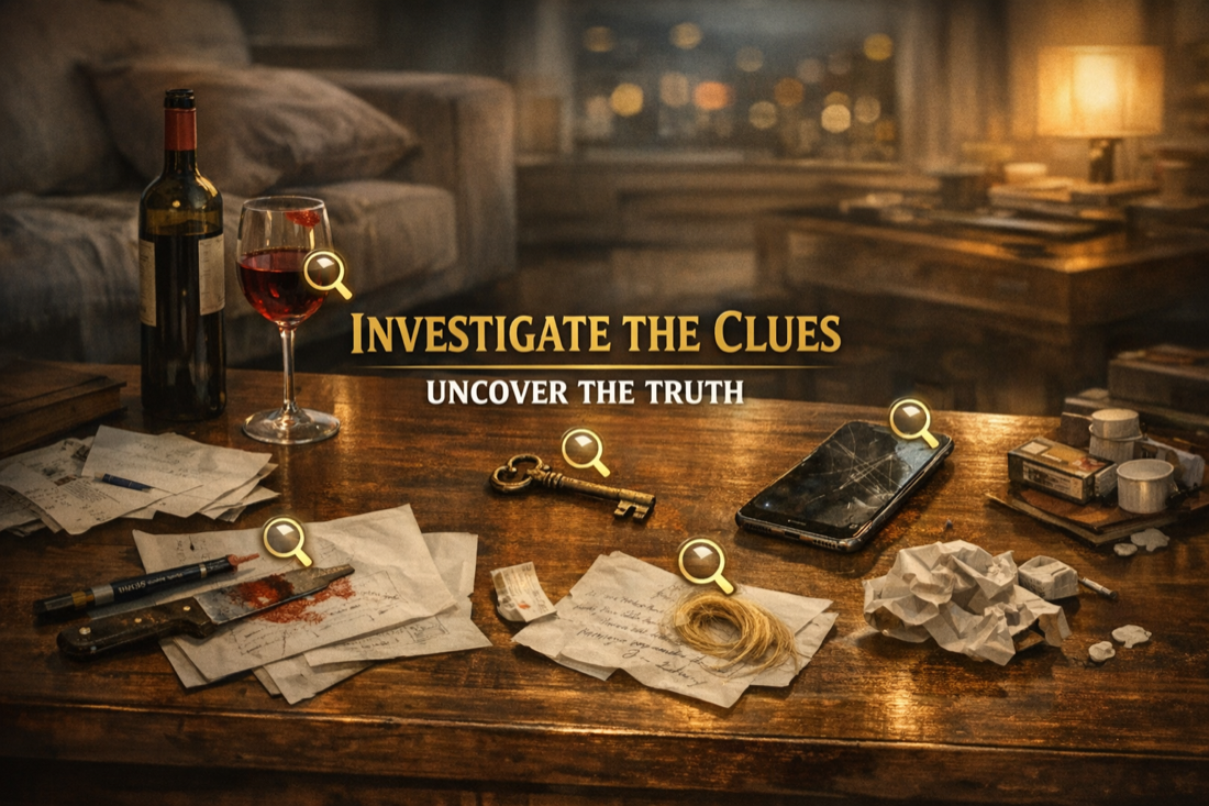 Evidence and leads screen linking clues discovered during the case.